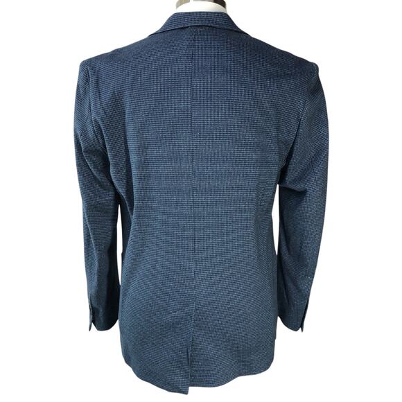 Hart Schaffner Marx HSM Men Size L Sport Coat Unstructured Knit Houndstooth Blue - Picture 7 of 16